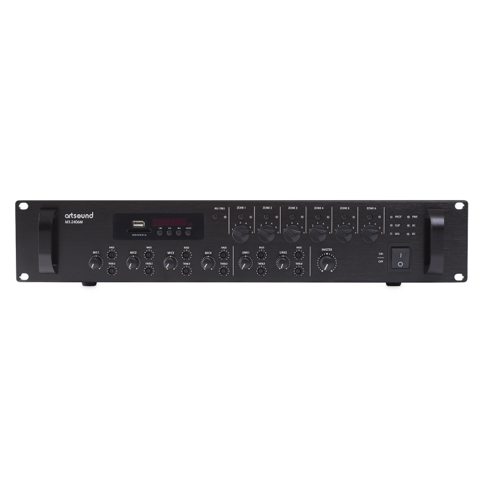 ArtSound MX-2406M, mixer amplifier 6 zones, 100V, 3U, 240W
