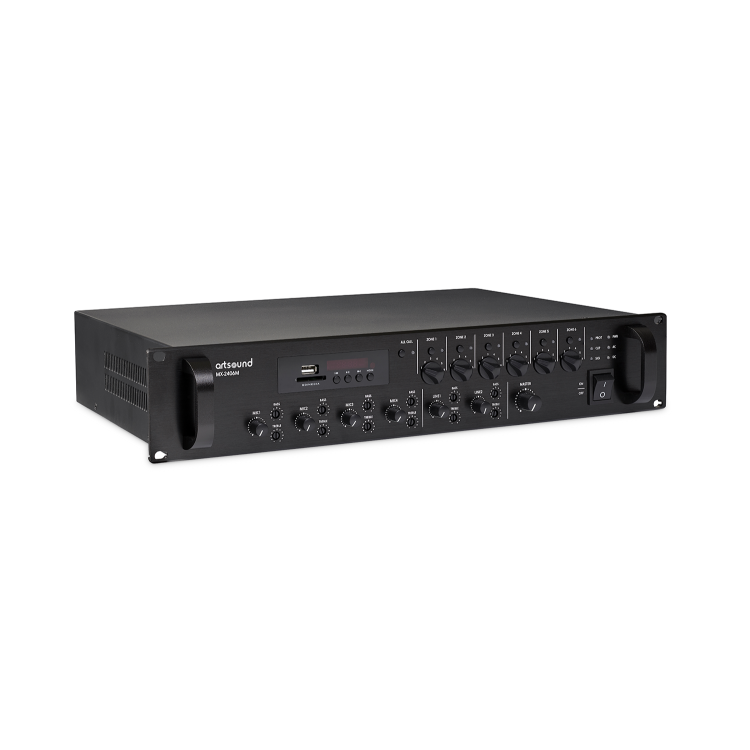 ArtSound MX-2406M, 6-zone mengversterker, 100V, 3U, 240W ArtSound MX-2406M, 6-zone mengversterker, 100V, 3U, 240W