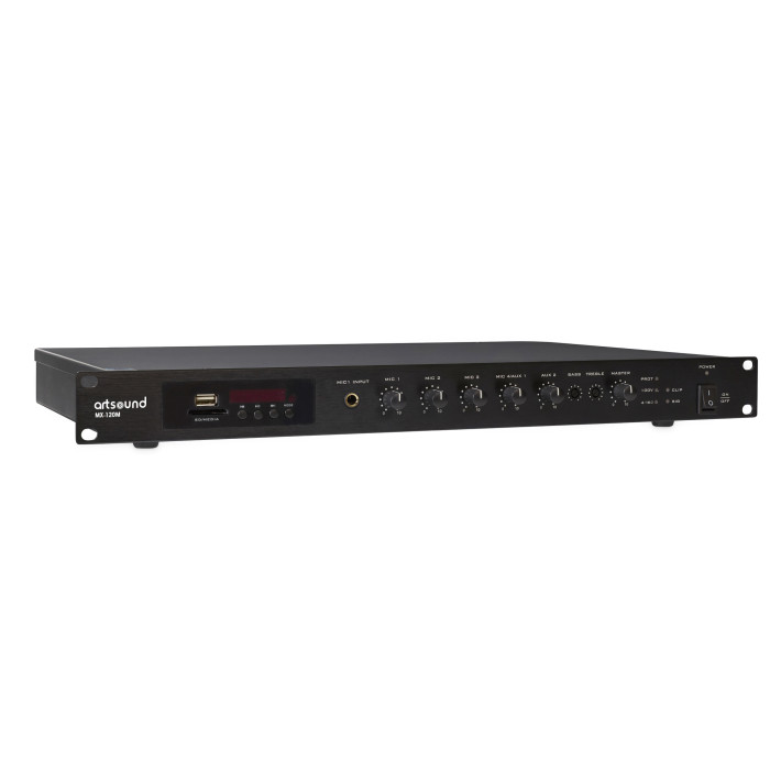 ArtSound MX-120M, mixer amplifier integrated source, 19“ 1U, 100V, 120W