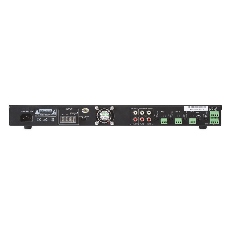 ArtSound MX-120M, mengversterker met muziekbron, 19“ 1U, 100V, 120W ArtSound MX-120M, mengversterker met muziekbron, 19“ 1U, 100V, 120W