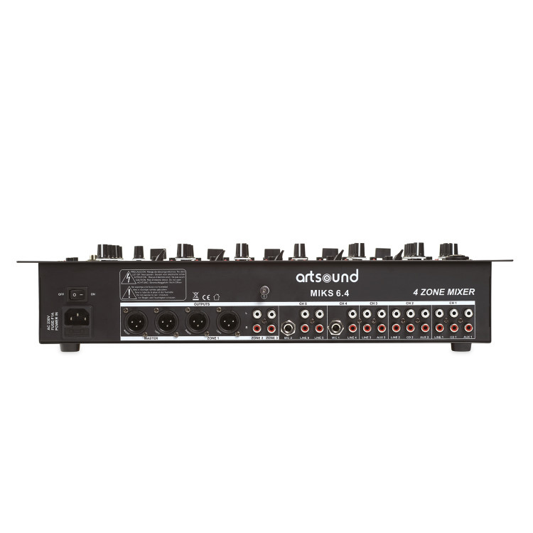 ArtSound MIKS6.4, 4 zone audio mixer, black ArtSound MIKS6.4, 4 zone audio mixer, black