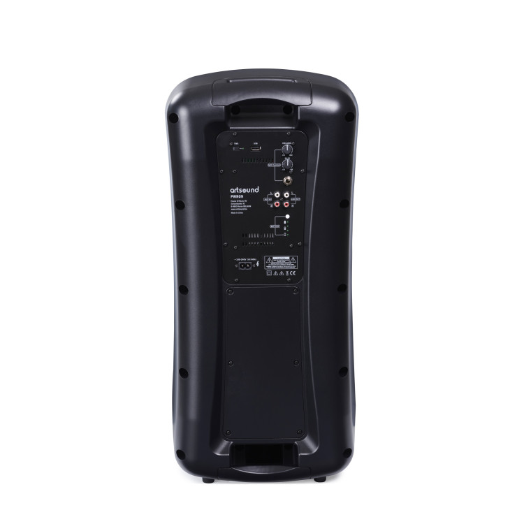 ArtSound PWR09, portable BT party speaker, aux in, mic in, black