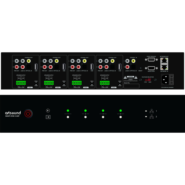ArtSound SMART ZONE 4 AMP, multiroom streaming versterker ArtSound SMART ZONE 4 AMP, multiroom streaming versterker