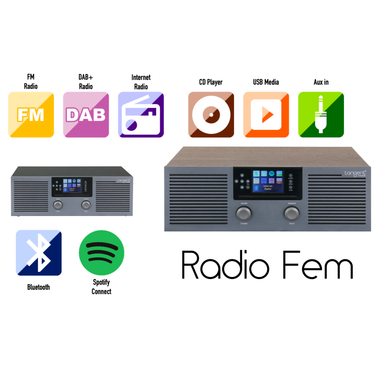 Tangent Radio Fem, FM/DAB+/INTERNETRADIO/BT/CD/SPOTIFY, Gunmetal/Zwart Tangent Radio Fem, FM/DAB+/INTERNETRADIO/BT/CD/SPOTIFY, Gunmetal/Zwart