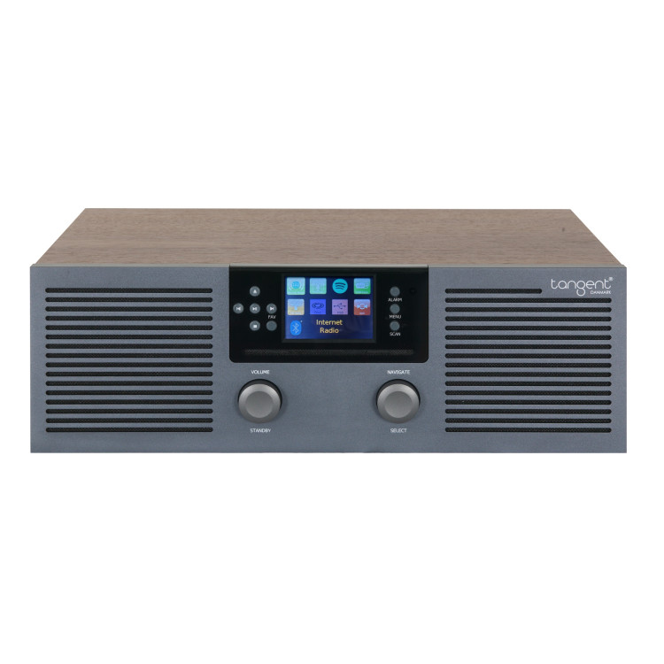 Tangent Radio Fem, FM/DAB+/INTERNETRADIO/BT/CD/SPOTIFY, Gunmetal/Walnoot Veneer Tangent Radio Fem, FM/DAB+/INTERNETRADIO/BT/CD/SPOTIFY, Gunmetal/Walnoot Veneer