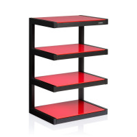 Norstone ESSE HIFI, hi-fi meubel - Zwart satijn/Rood