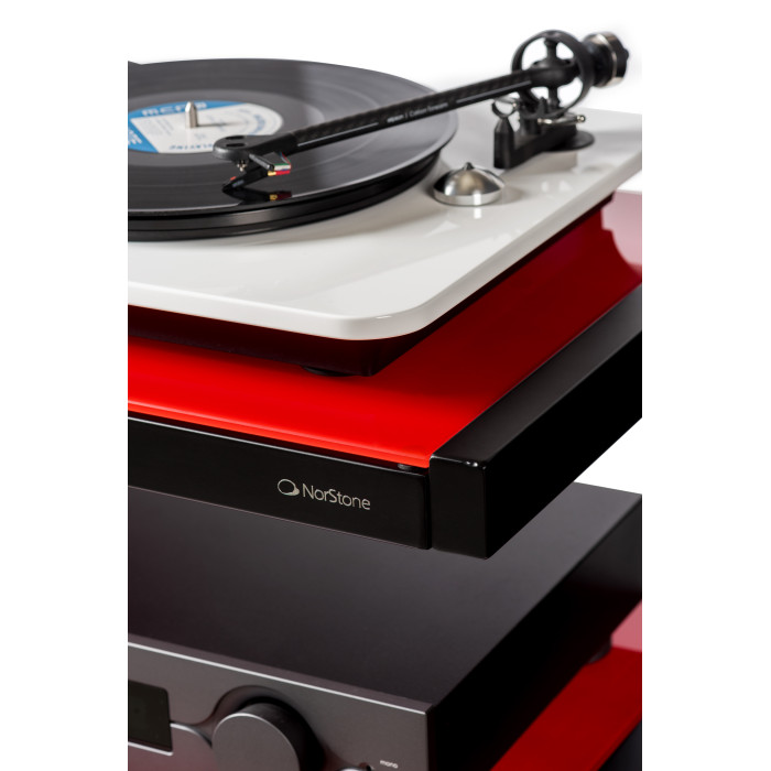 Norstone ESSE HIFI, hi-fi meubel - Zwart satijn/Rood Norstone ESSE HIFI, hi-fi meubel - Zwart satijn/Rood