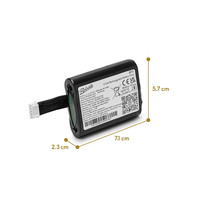 Roberts BP3 battery pack for Revival Icon, Stream 95i, Rambler Classic and Rambler Max