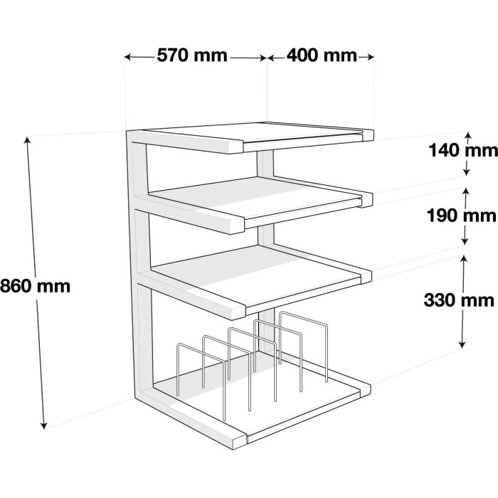 Norstone ESSE HIFI VINYL, hi-fi rack - Black satin/Black