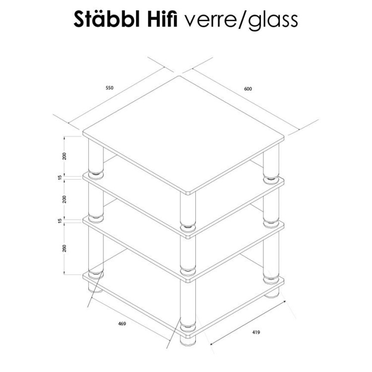 Norstone STABBL HIFI, hi-fi meubel 600mm - Zwart satijn Norstone STABBL HIFI, hi-fi meubel 600mm - Zwart satijn