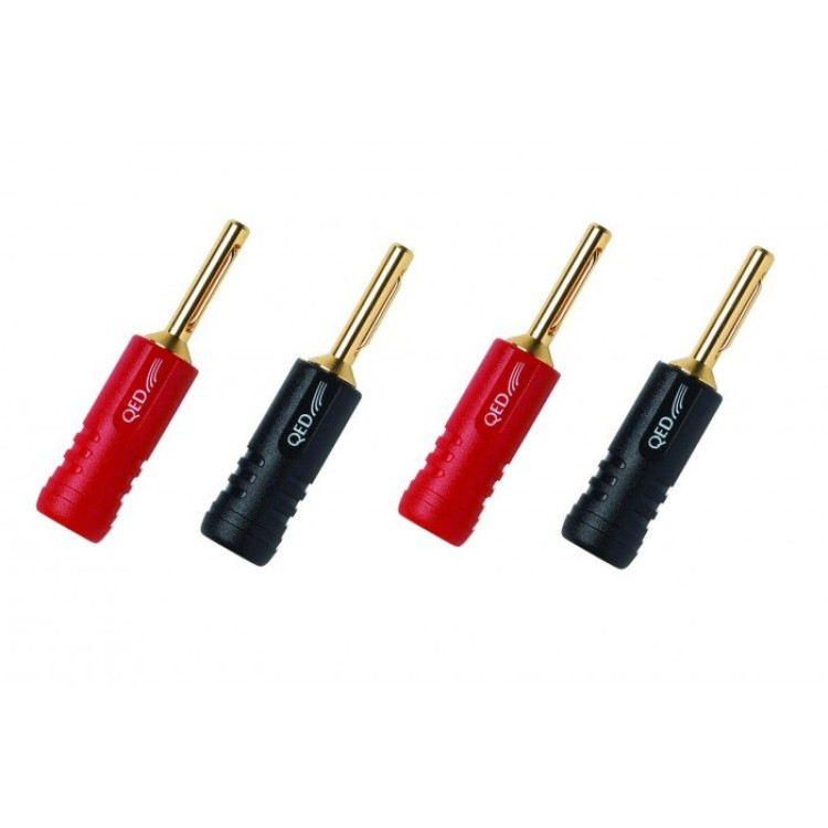 QED Screwloc ABS 4MM PLUG Set (2 x Rood / 2 x Zwart)