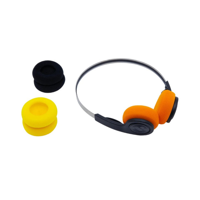 We Are Rewind EQ-001, retro wireless headset, orange/yellow/black